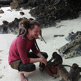 picture of ash davies with monkeys